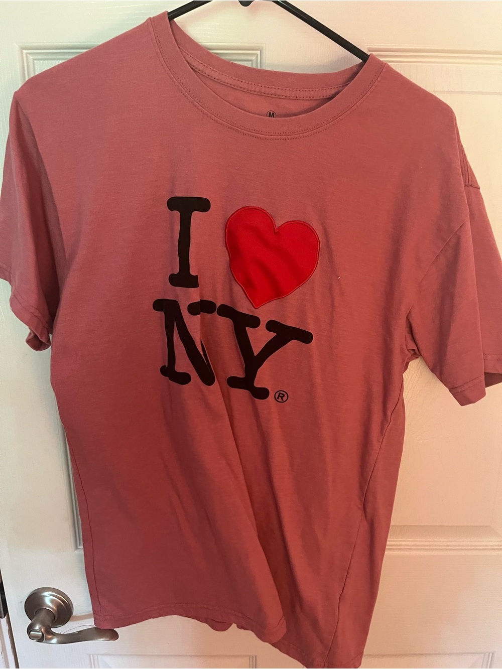I Love NY Pink Tee with Red Heart